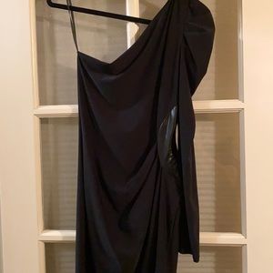Black one shoulder mini dress with side cut out